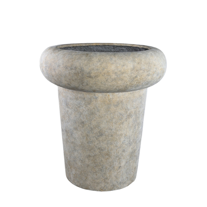 PTMD Megga Brown big brushed cement pot thick border ro