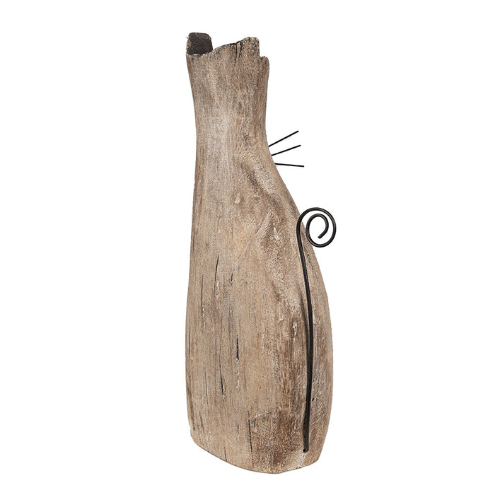 Clayre & Eef Decoratie Beeld Kat 26 cm Bruin Hout