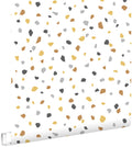 ESTAhome behang terrazzo wit, okergeel en grijs - 0,53 x 10,05 m - 139