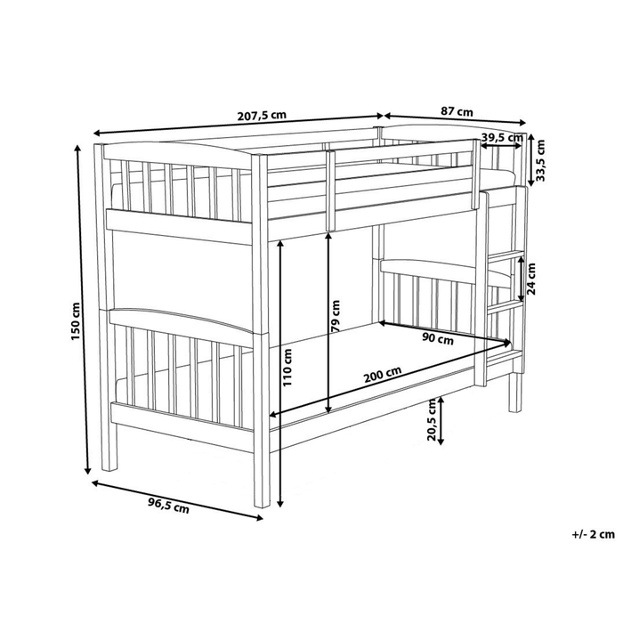 Beliani - REVIN - Stapelbed - Lichtbruin - 90 x 200 cm - Dennenhout