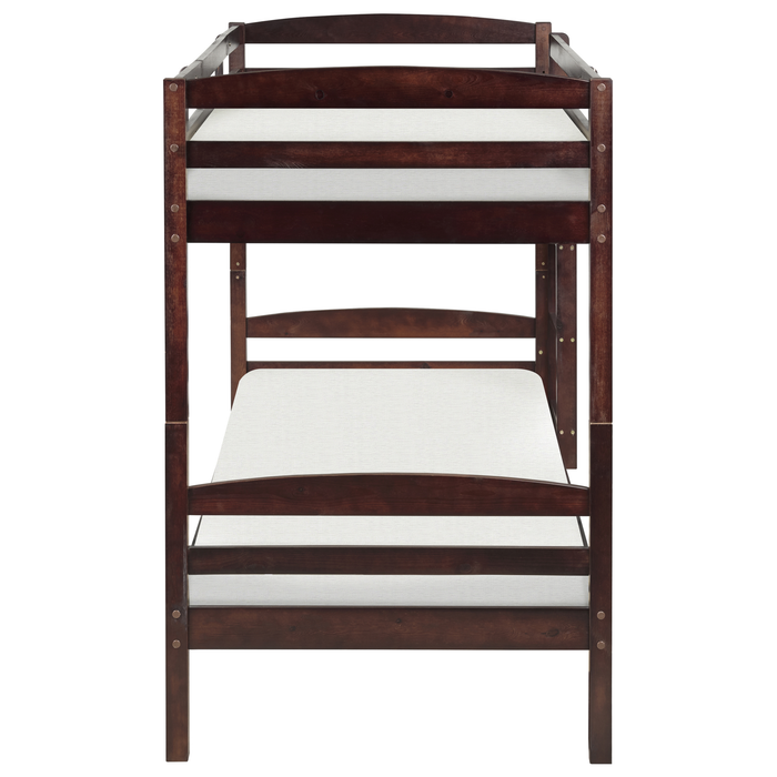 Beliani - REGAT - Stapelbed - Donkerbruin - 90 x 200 - Grenenhout