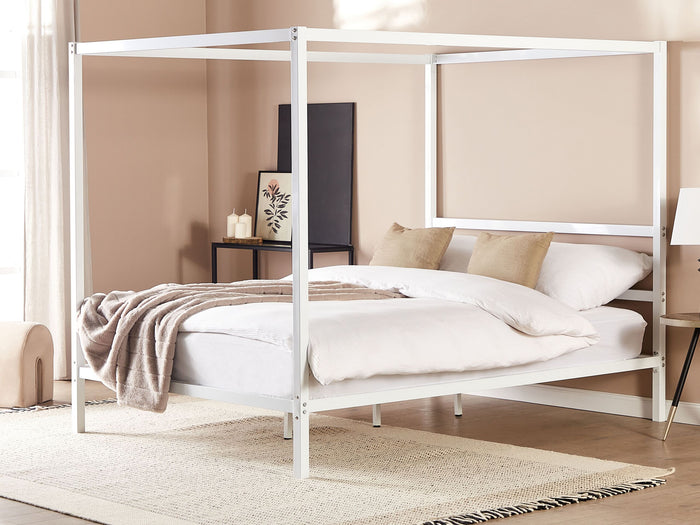 Beliani - LESTARDS - Hemelbed - Wit - 160 x 200 cm - Staal