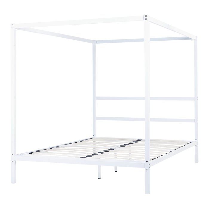 Beliani - LESTARDS - Hemelbed - Wit - 160 x 200 cm - Staal