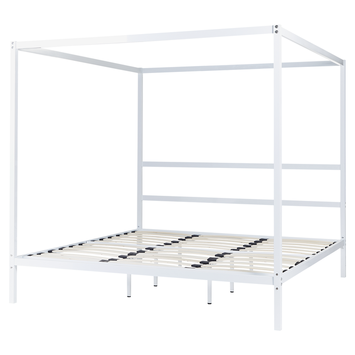 Beliani - LESTARDS - Hemelbed - Wit - 180 x 200 cm - Staal