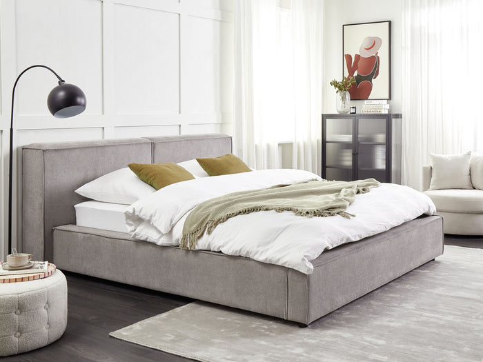 Beliani - LINARDS - Bed - Grijs - 160 x 200 cm - Polyester