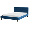 Beliani-FITOU -Tweepersoonsbed-Donkerblauw-140 x 200 cm-Fluweel