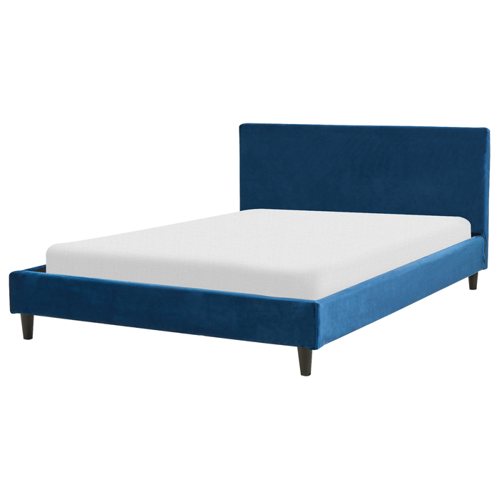 Beliani-FITOU -Tweepersoonsbed-Donkerblauw-140 x 200 cm-Fluweel