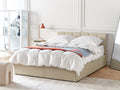 Beliani-DREUX-Bed met opbergruimte-Beige-140 x 200 cm-Polyester