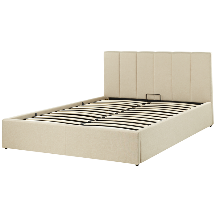 Beliani-DREUX-Bed met opbergruimte-Beige-140 x 200 cm-Polyester