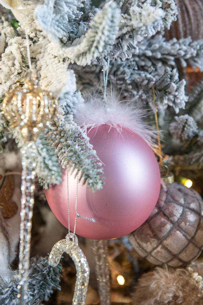 Clayre & Eef Kerstbal Set van 4 Ø 10 cm Roze Glas