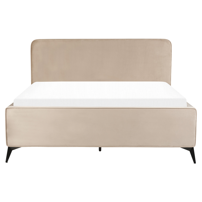 Beliani - VALOGNES - Tweepersoonsbed - Taupe - 160 x 200 cm - Fluweel