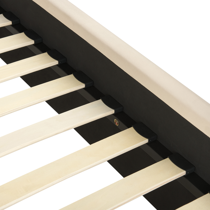 Beliani - VALOGNES - Tweepersoonsbed - Taupe - 160 x 200 cm - Fluweel