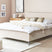 Beliani-VALOGNES-Tweepersoonsbed-Lichtbeige-180 x 200 cm-Corduroy
