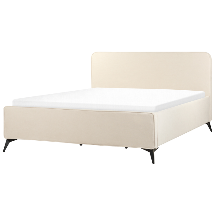 Beliani-VALOGNES-Tweepersoonsbed-Lichtbeige-180 x 200 cm-Corduroy
