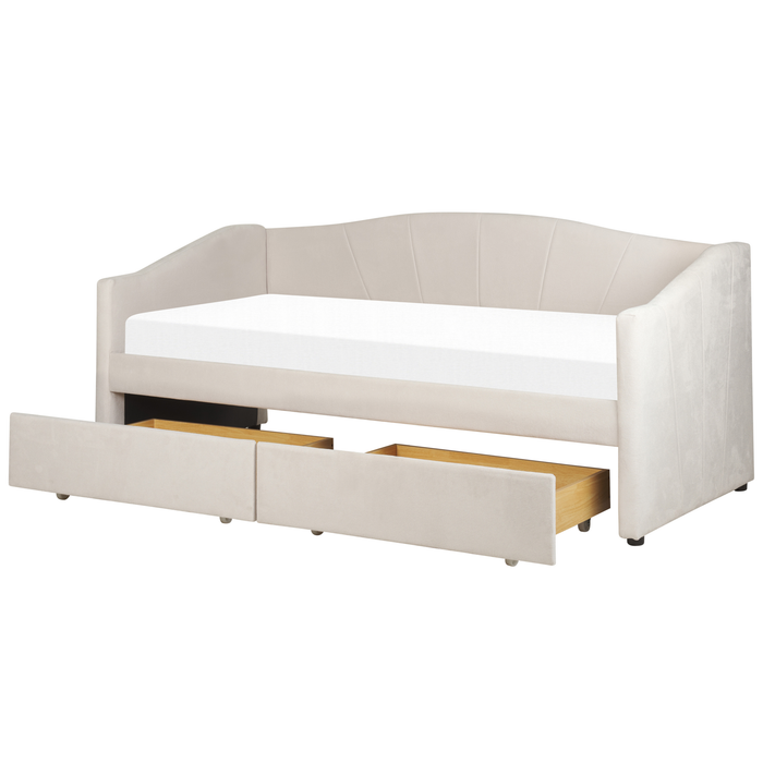Beliani - VITTEL - Bed met opberger - Lichtbeige - Polyester