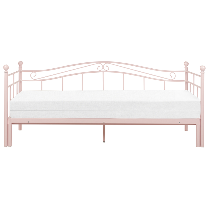 Beliani - TULLE - Eenpersoonsbed - Pastelroze - 90 x 200 cm - Metaal