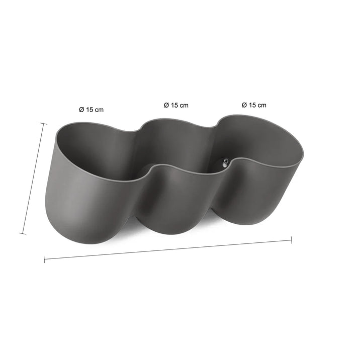 QUVIO Wand bloempot-trio plastic - Antraciet