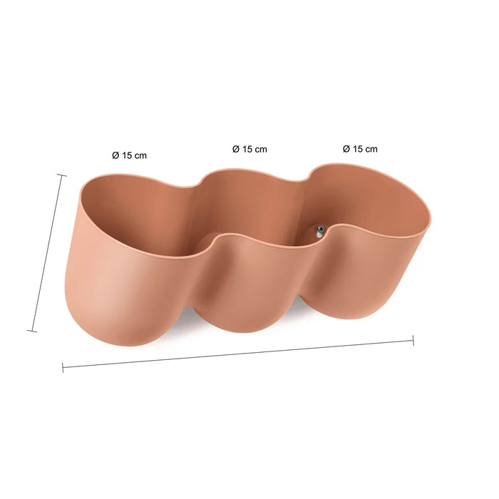 QUVIO Wand bloempot-trio plastic - Terracotta