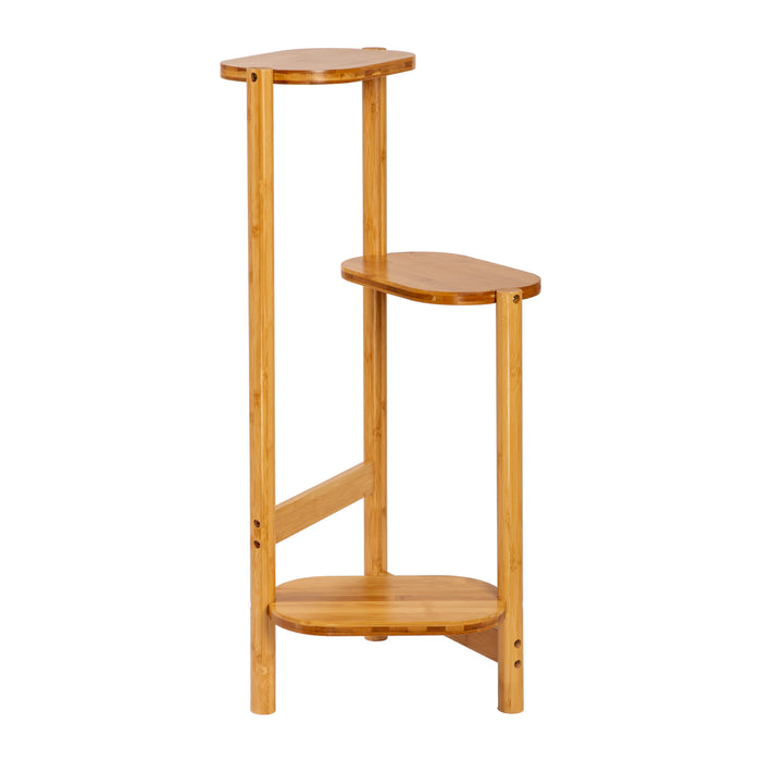 QUVIO Plantenstandaard - 3 ovale planken - Bamboe