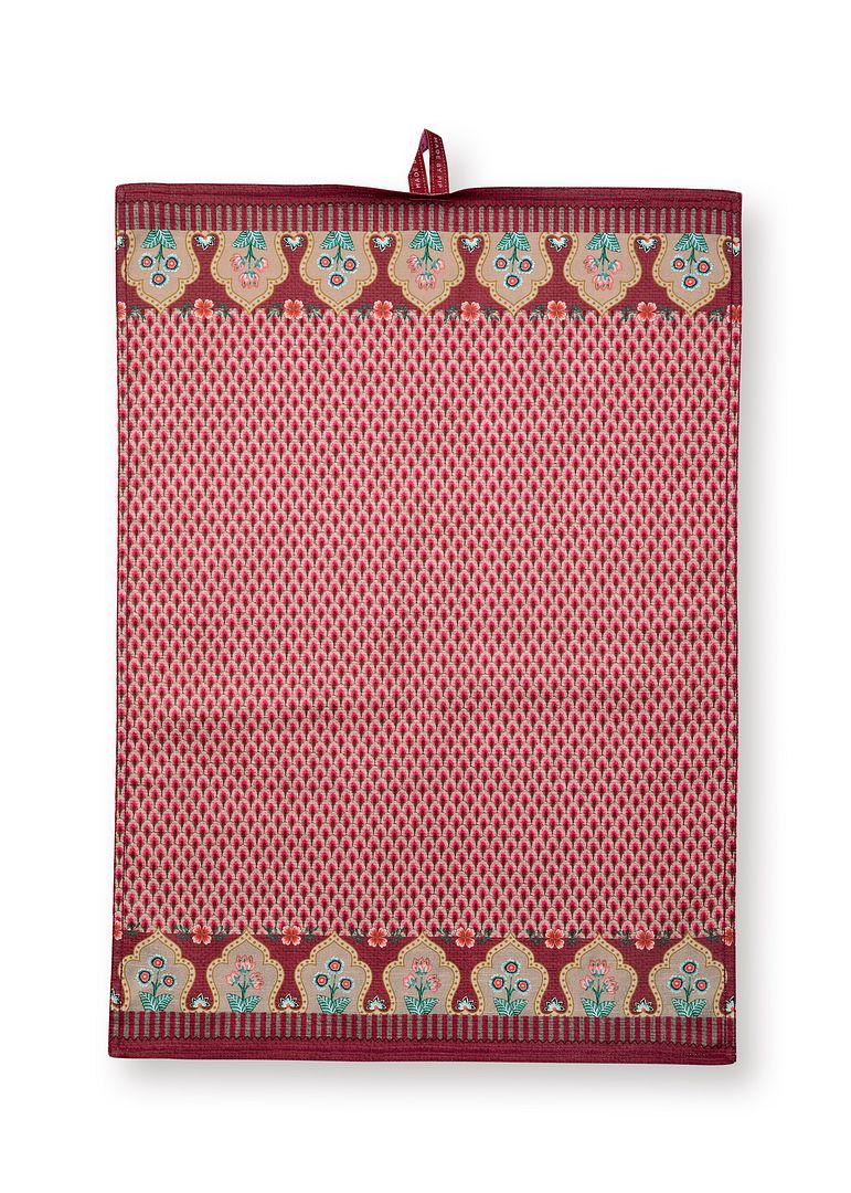 Pip Studio Theedoek - Flower Festival Donker Roze - 50x70cm - 2 St.