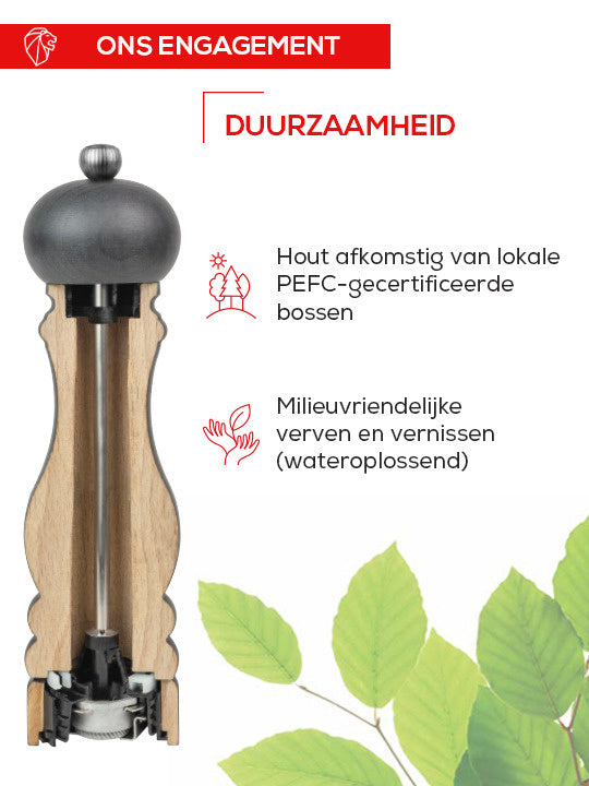 Peugeot Fidji zoutmolen 12 cm - mat zwart - beukenhout