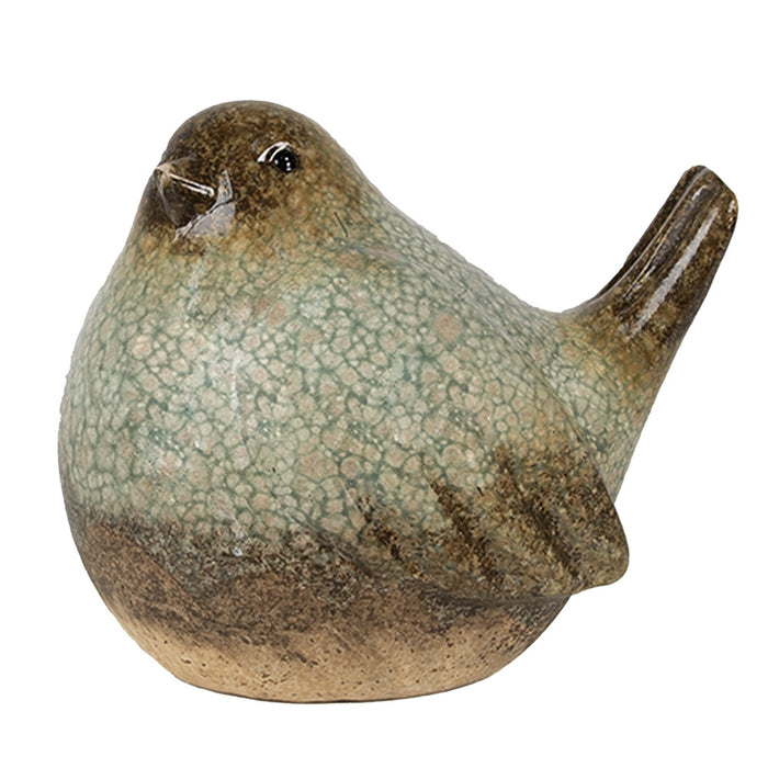 Clayre & Eef Beeld Vogel 14 cm Groen Bruin Keramiek