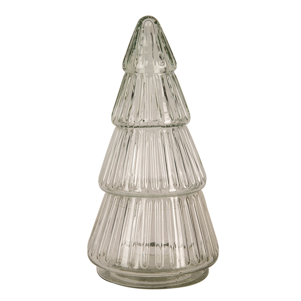Clayre & Eef Glazen potje Kerstboom Ø 11x21 cm Transparant Glas