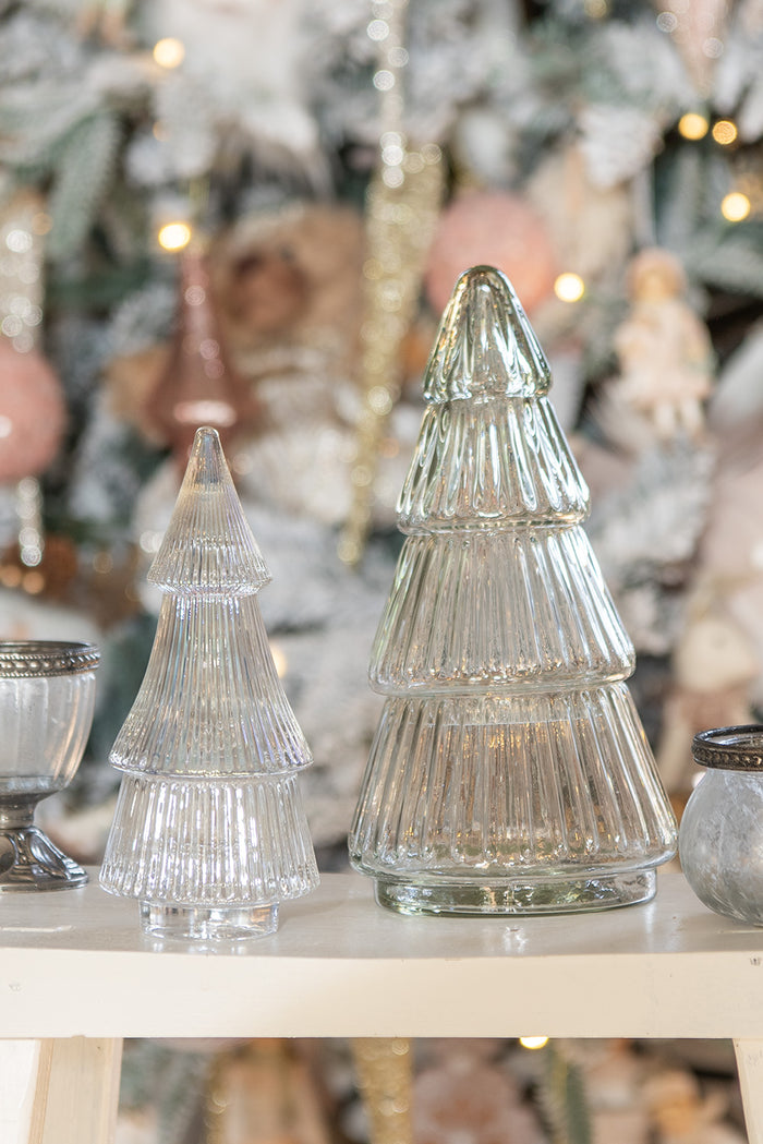 Clayre & Eef Glazen potje Kerstboom Ø 11x21 cm Transparant Glas