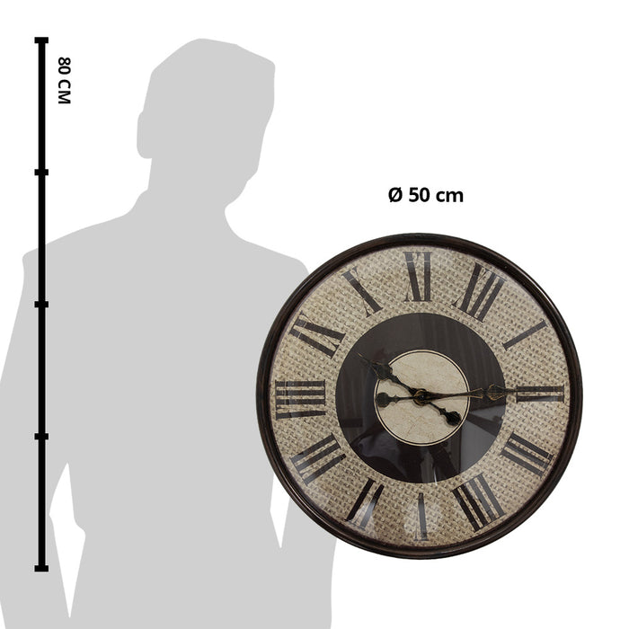 Clayre & Eef Wandklok Ø 50x6 cm Bruin Beige Kunststof