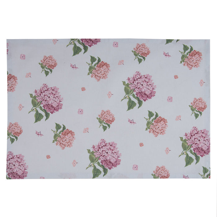 Clayre & Eef Placemats Set van 6 48x33 cm Blauw Roze Katoen Hortensia