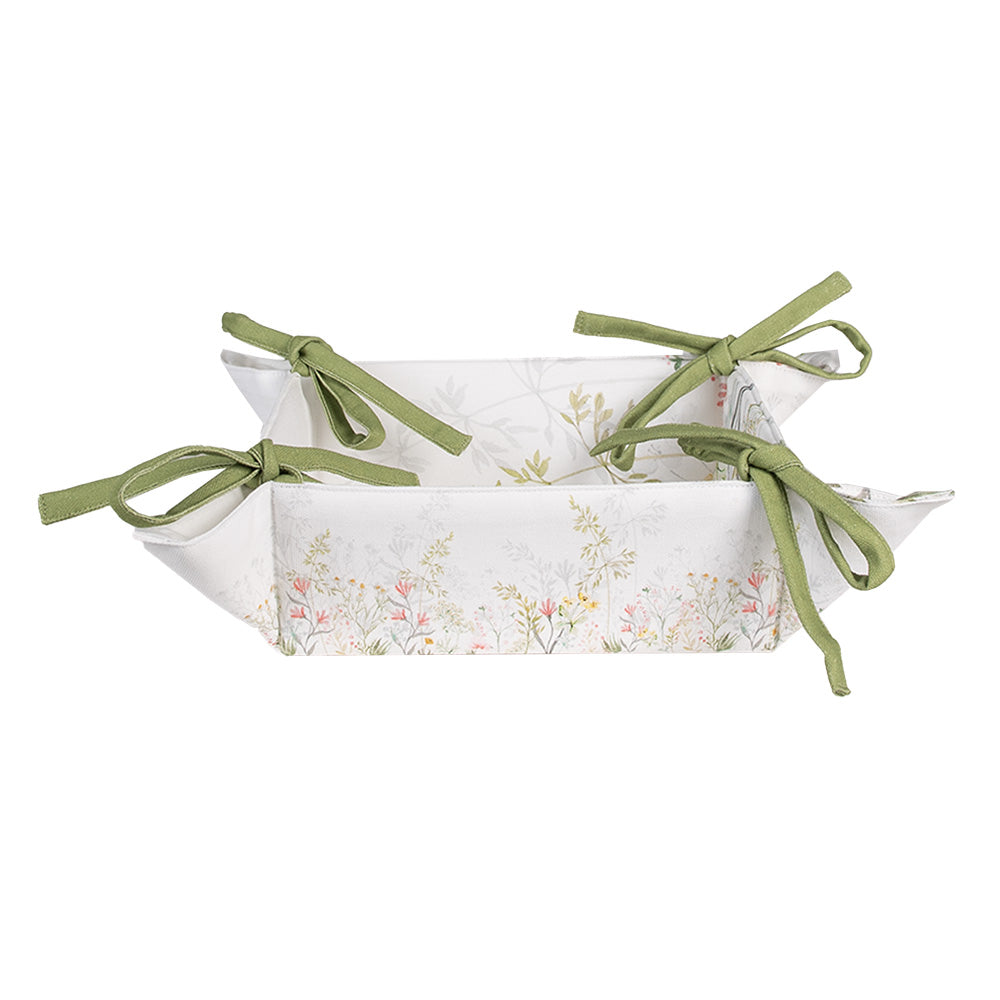 Clayre & Eef Broodmand 35x35x8 cm Wit Katoen Bloemen
