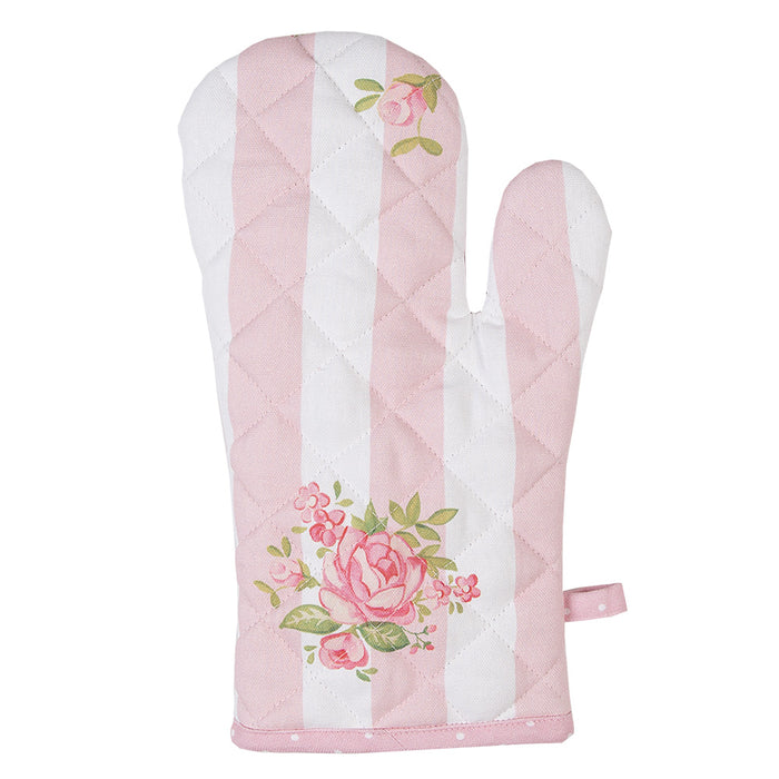 Clayre & Eef Ovenwant  18x30 cm Roze Katoen Rozen Ovenhandschoen