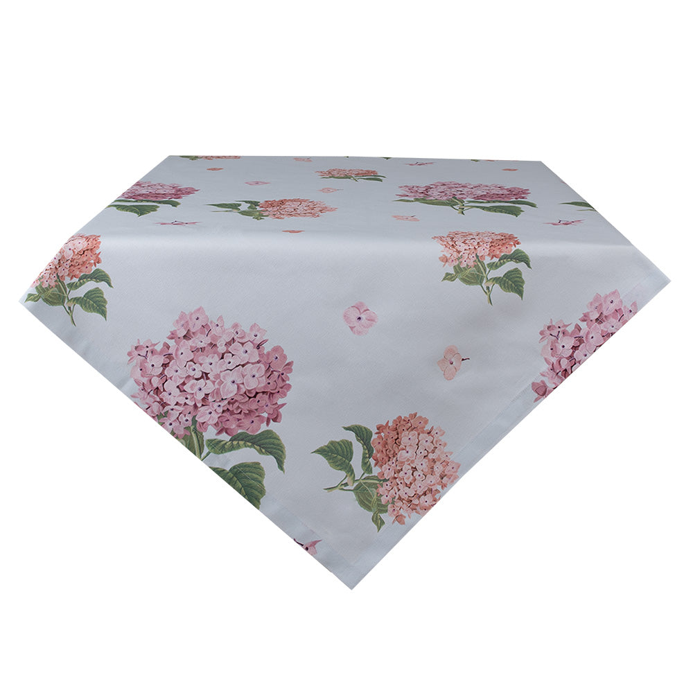 Clayre & Eef Tafelkleed 100x100 cm Blauw Roze Katoen Hortensia