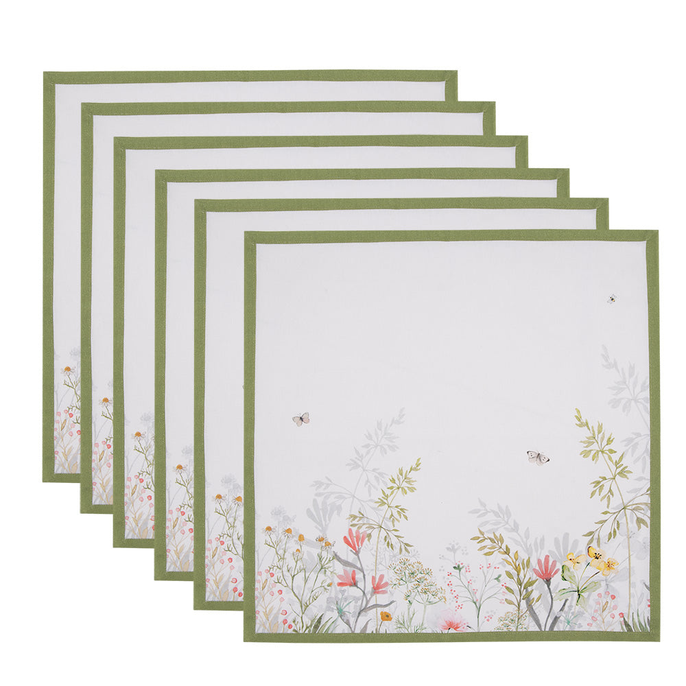 Clayre & Eef Servetten Katoen Set van 6 40x40 cm Wit Katoen