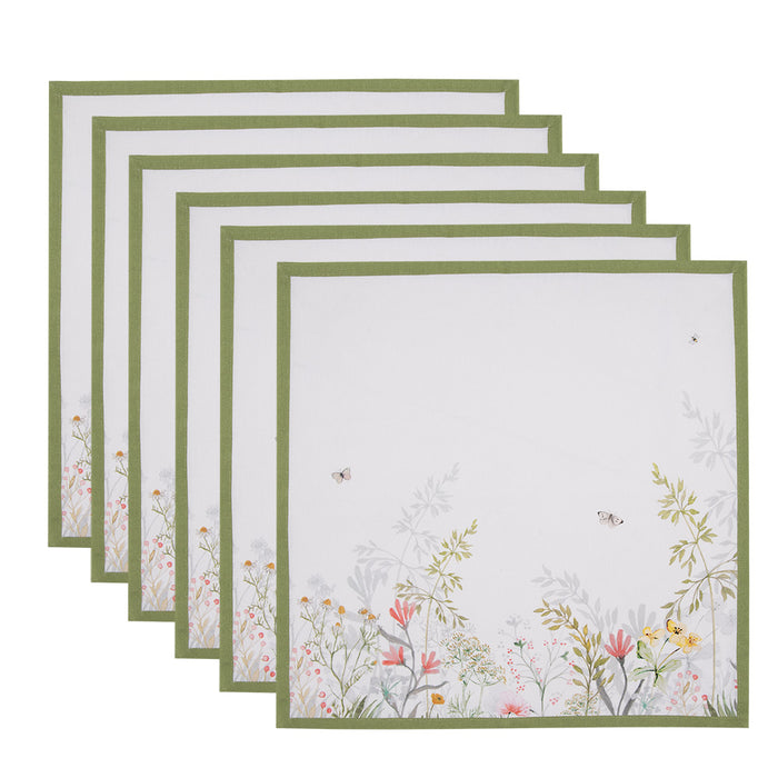 Clayre & Eef Servetten Katoen Set van 6 40x40 cm Wit Katoen