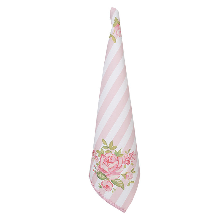 Clayre & Eef Theedoek 50x70 cm Roze Katoen Rozen