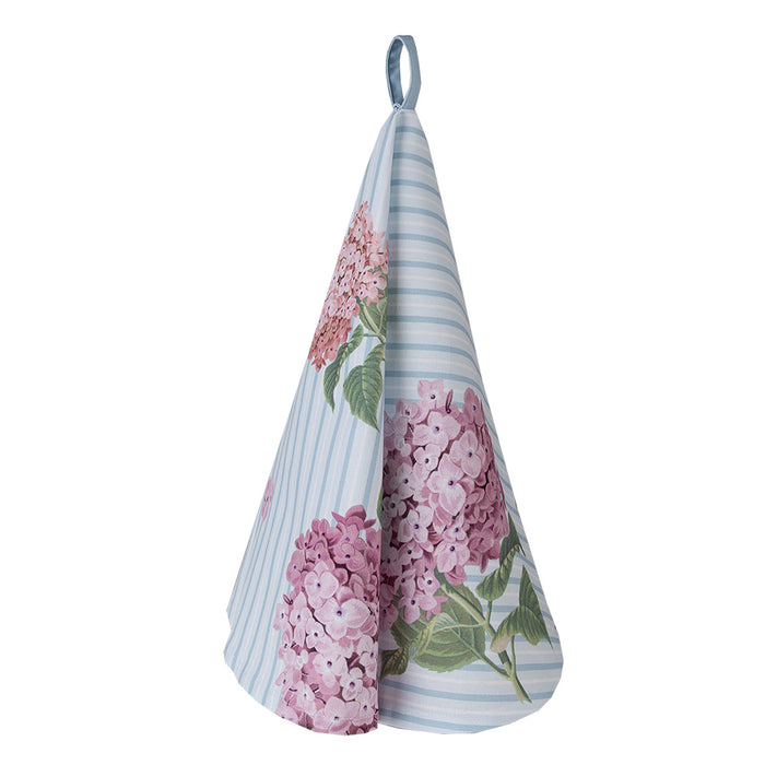 Clayre & Eef Theedoek Ø 80 cm Blauw Roze Katoen Hortensia