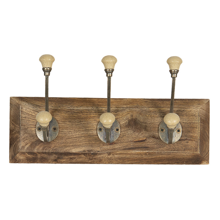 Clayre & Eef Wandkapstok  30x7x10 cm Bruin Hout Ijzer Rechthoek