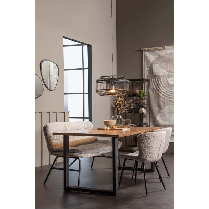 WOOOD Lucy Eetkamerbankje - Bouclé - Off White  - 87x150x67