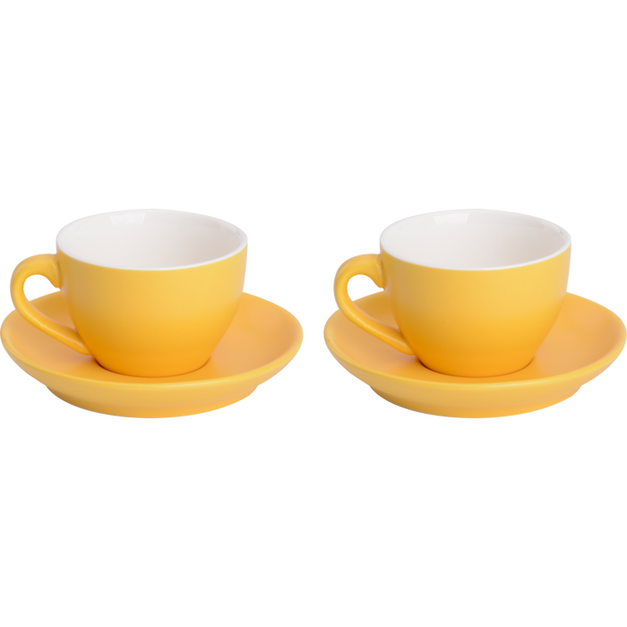 Palmer Cappuccinokop en schotel Colors 18 cl 14 cm Geel 2 stuk(s)