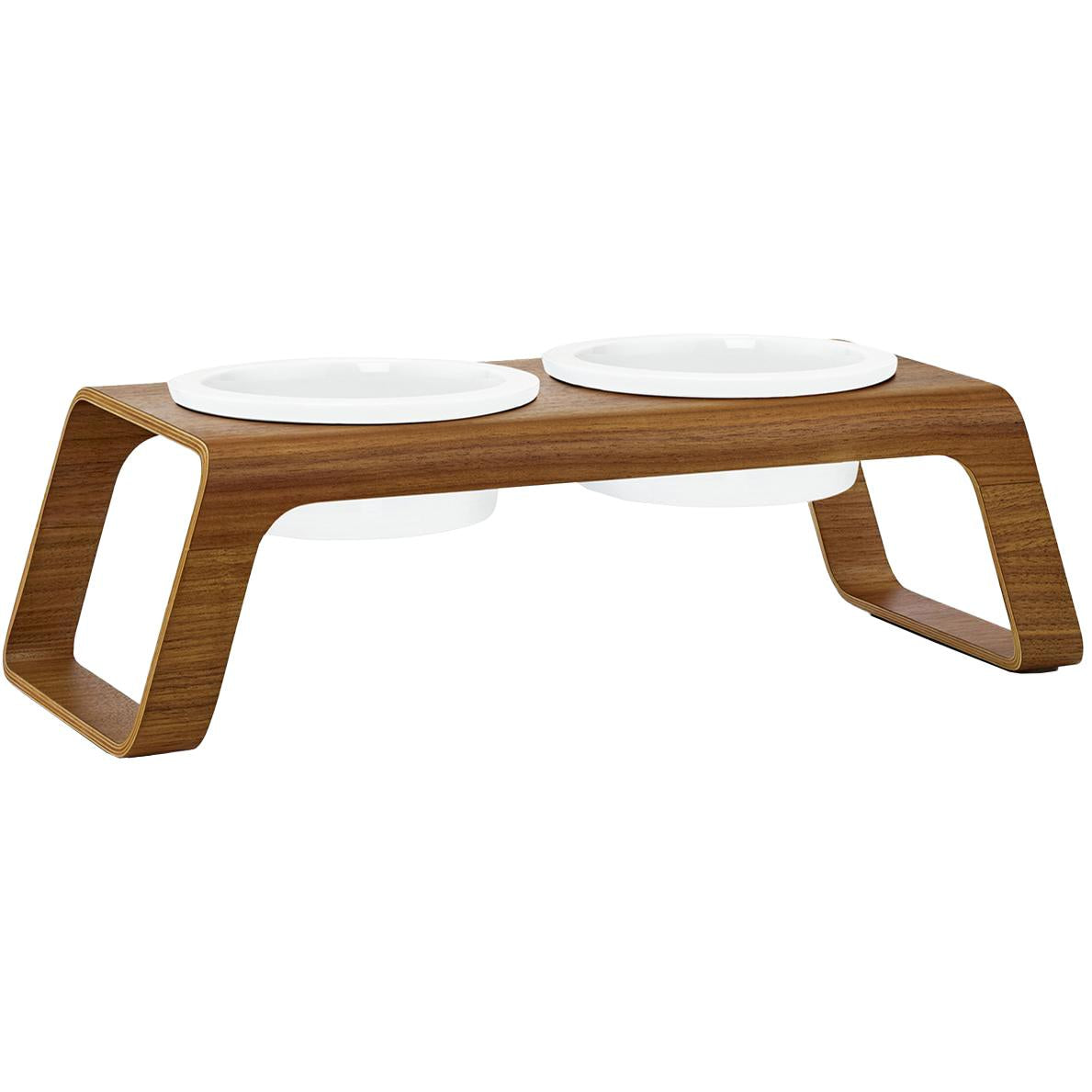 MiaCara Desco hondenvoerbak porselein medium walnoot