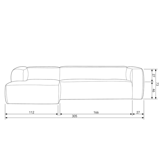 WOOOD Bean Hoekbank met Chaise Longue Links - Eco-leder - Army Green