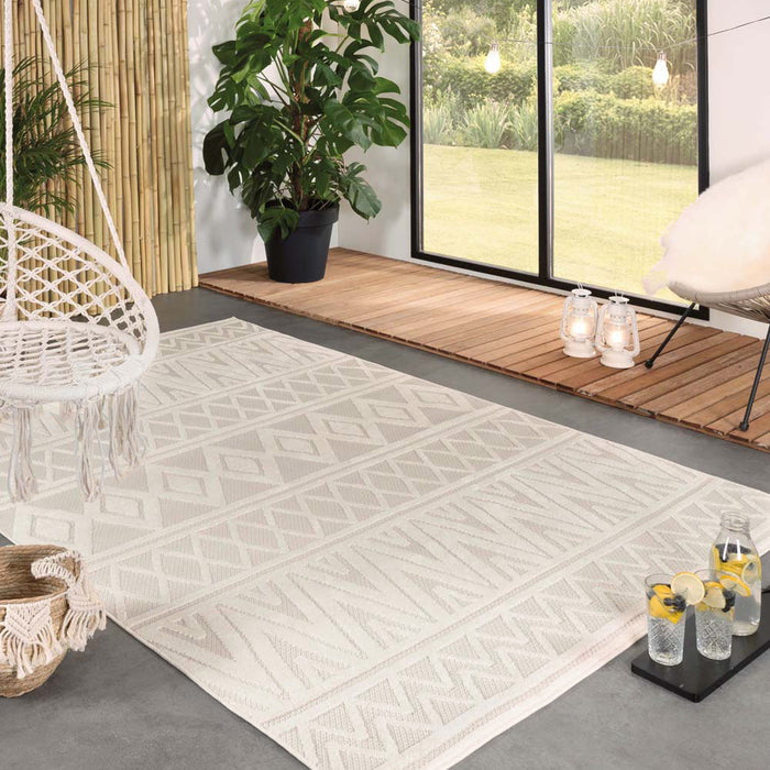 Boho&me Buitenkleed ruiten - Verano wit - 160x240 cm