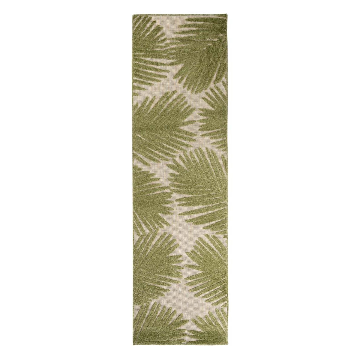 Boho&me Balkonkleed palmbladeren - Verano beige|groen - 66x230 cm