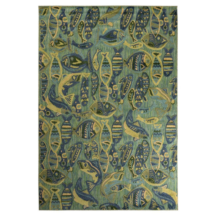 Boho&me Buitenkleed visjes - Verano blauw|groen - 200x300 cm