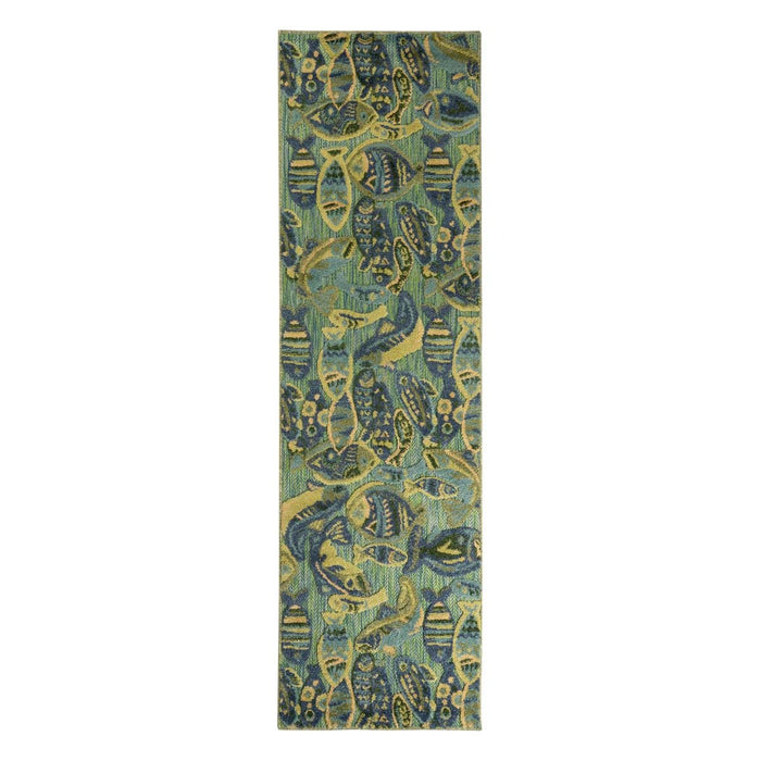 Boho&me Balkonkleed visjes - Verano blauw|groen - 66x230 cm