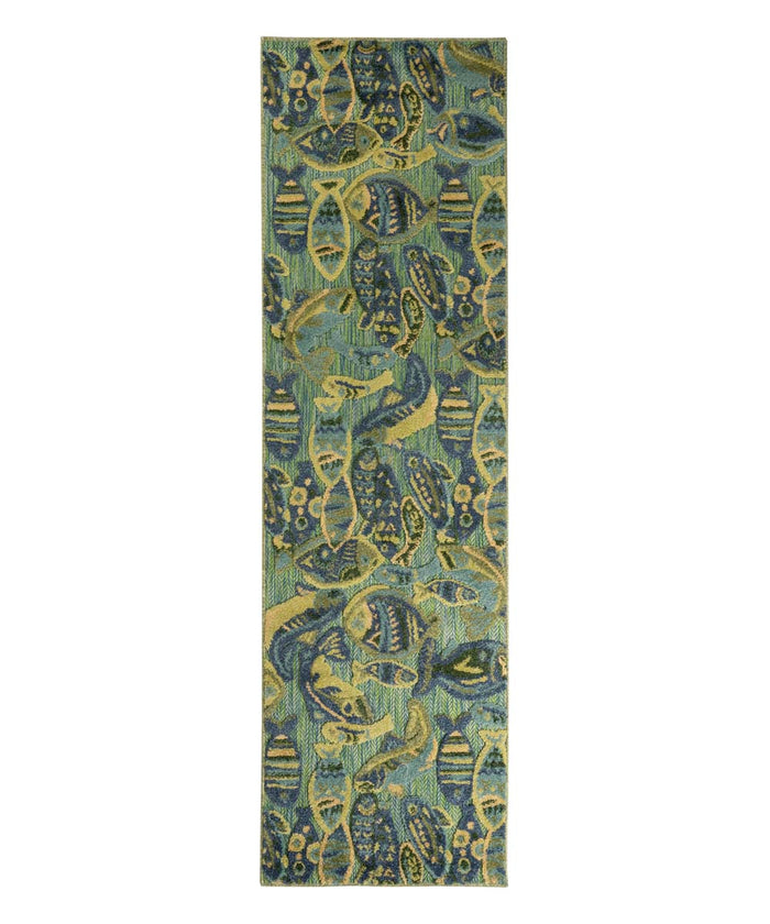 Boho&me Balkonkleed visjes - Verano blauw|groen - 66x230 cm