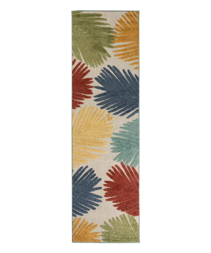 Boho&me Balkonkleed palmbladeren - Verano beige|multi - 66x230 cm