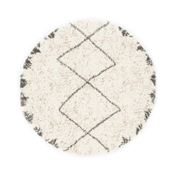 Boho&me Rond hoogpolig vloerkleed berber Artisan - wit|grijs - 240 cm