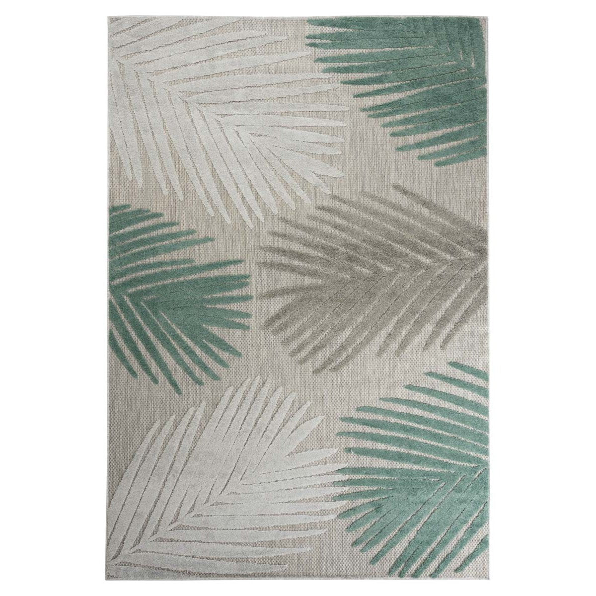 Boho&me Buitenkleed palmbladeren - Verano grijs|mint - 80x150 cm